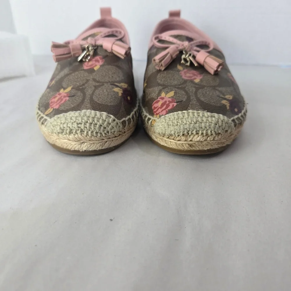 Coach Shoe Women's size 6.5 Carley Espadrilles Pink Floral Signature Canvas #998